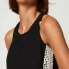 Robes De Cérémonie | Robes Courtes*TWINSET Milano Robe Courte Effet Tissu Natté Avec Perles Noir