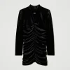 robe_courte_en_chenille_a_1.webp Robes*TWINSET Milano Robe Courte En Chenille Avec Fronces Noir