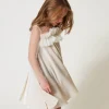 robe_courte_en_chenille_e_0.webp Robes*TWINSET Milano Robe Courte En Chenille Et Tulle Off White