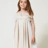 robe_courte_en_chenille_e_2.webp Robes*TWINSET Milano Robe Courte En Chenille Et Tulle Off White