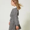 Robes*TWINSET Milano Robe Courte En Crêpe De Chine Avec Imprimé Imprimé Oval T Chaîne