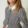 Robes*TWINSET Milano Robe Courte En Crêpe De Chine Avec Imprimé Imprimé Oval T Chaîne