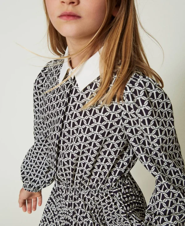 Robes*TWINSET Milano Robe Courte En Crêpe De Chine Avec Imprimé Imprimé Oval T Chaîne