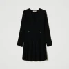 Robes De Cérémonie | Robes Courtes*TWINSET Milano Robe Courte En Crêpe Plissé Avec Boutons Noir