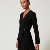 Robes De Cérémonie | Robes Courtes*TWINSET Milano Robe Courte En Crêpe Plissé Avec Boutons Noir