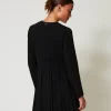 Robes De Cérémonie | Robes Courtes*TWINSET Milano Robe Courte En Crêpe Plissé Avec Boutons Noir