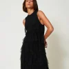 Robes Élégantes | Robes En Maille*TWINSET Milano Robe Courte En Maille Avec Volants En Tulle Noir