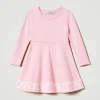 robe_courte_en_maille_ave_0-8.webp Robes*TWINSET Milano Robe Courte En Maille Avec Oval T Jacquard Bicolore Pink Orchid/Blanc Cassé