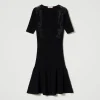 robe_courte_en_maille_ave_1-5.webp Robes De Cérémonie | Robes Élégantes*TWINSET Milano Robe Courte En Maille Avec Dentelle Noir