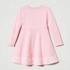 robe_courte_en_maille_ave_1-8.webp Robes*TWINSET Milano Robe Courte En Maille Avec Oval T Jacquard Bicolore Pink Orchid/Blanc Cassé