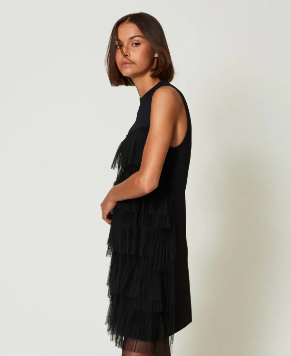 Robes Élégantes | Robes En Maille*TWINSET Milano Robe Courte En Maille Avec Volants En Tulle Noir