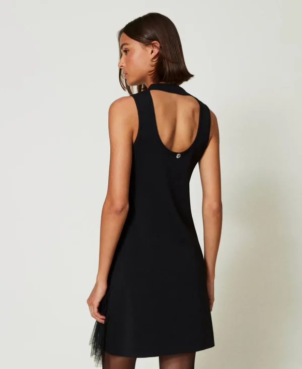Robes Élégantes | Robes En Maille*TWINSET Milano Robe Courte En Maille Avec Volants En Tulle Noir