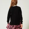 Robes*TWINSET Milano Robe Courte En Maille Avec Insertion Imprimée Noir