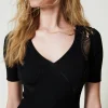 robe_courte_en_maille_ave_4-5.webp Robes De Cérémonie | Robes Élégantes*TWINSET Milano Robe Courte En Maille Avec Dentelle Noir