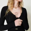 robe_courte_en_maille_cte_4.webp Robes En Maille | Robes Courtes*TWINSET Milano Robe Courte En Maille Côtelée Avec Ceinture Noir