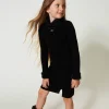 robe_courte_en_maille_eff_2.webp Robes*TWINSET Milano Robe Courte En Maille Effet Fourrure Noir