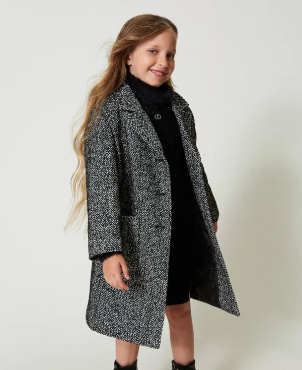 robe_courte_en_maille_eff_5.webp Robes*TWINSET Milano Robe Courte En Maille Effet Fourrure Noir