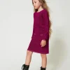 Robes*TWINSET Milano Robe Courte En Maille Jacquard Avec Oval T Bicolore Magenta Purple/Pink Orchid