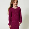 robe_courte_en_maille_jac_2-1.webp Robes*TWINSET Milano Robe Courte En Maille Jacquard Avec Oval T Bicolore Magenta Purple/Pink Orchid