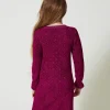 robe_courte_en_maille_jac_3-1.webp Robes*TWINSET Milano Robe Courte En Maille Jacquard Avec Oval T Bicolore Magenta Purple/Pink Orchid