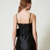 Robes De Cérémonie | Robes Courtes*TWINSET Milano Robe Courte En Sergé Mikado Avec Nœud Noir