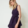 Robes De Cérémonie | Robes Élégantes*TWINSET Milano Robe Courte En Taffetas Avec Volant Aubergine