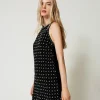Robes De Cérémonie | Robes Élégantes*TWINSET Milano Robe Courte En Velours Brodé Avec Encolure Américaine Noir