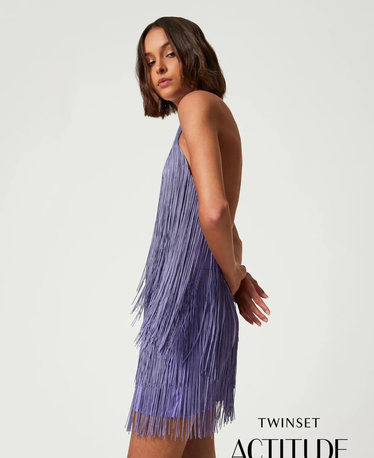 Robes De Cérémonie | Robes Élégantes*TWINSET Milano Robe Courte MYFO Avec Franges Pale Purple