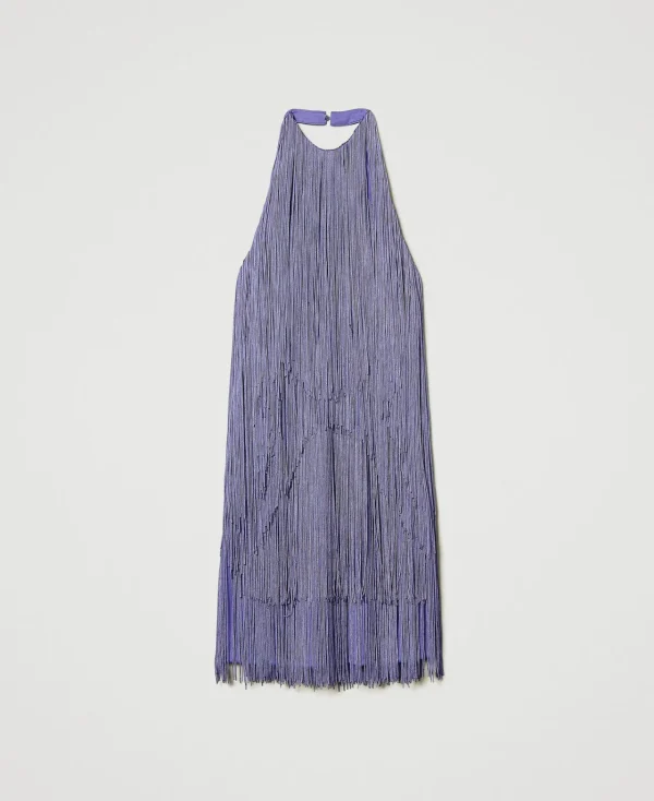 robe_courte_myfo_avec_fra_1.webp Robes De Cérémonie | Robes Élégantes*TWINSET Milano Robe Courte MYFO Avec Franges Pale Purple