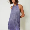 robe_courte_myfo_avec_fra_2.webp Robes De Cérémonie | Robes Élégantes*TWINSET Milano Robe Courte MYFO Avec Franges Pale Purple