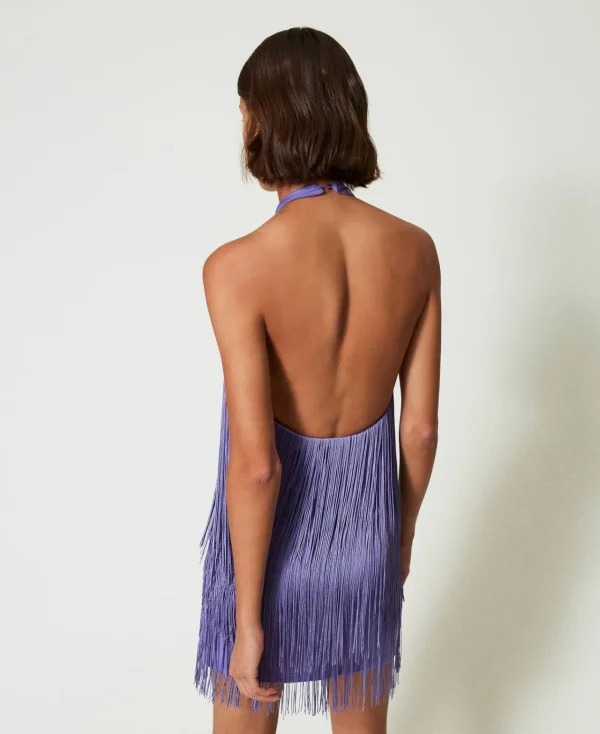 robe_courte_myfo_avec_fra_3.webp Robes De Cérémonie | Robes Élégantes*TWINSET Milano Robe Courte MYFO Avec Franges Pale Purple