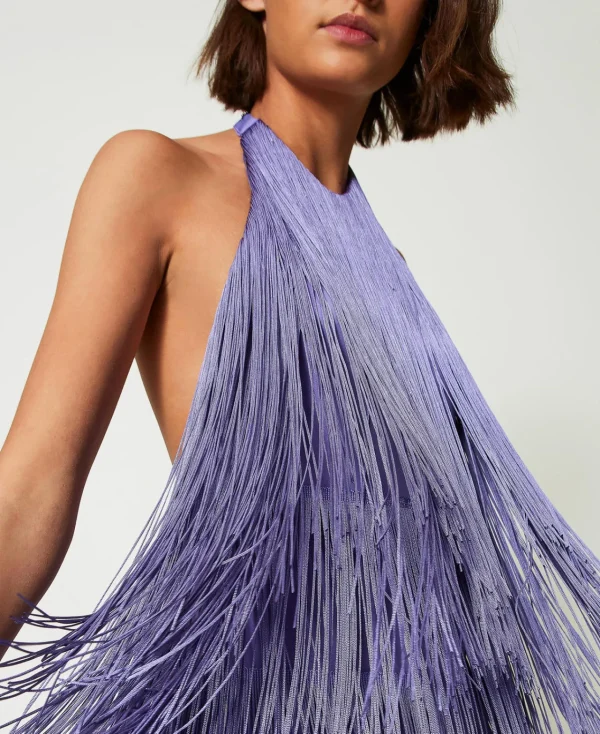 robe_courte_myfo_avec_fra_4.webp Robes De Cérémonie | Robes Élégantes*TWINSET Milano Robe Courte MYFO Avec Franges Pale Purple
