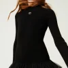 robe_en_maille_ctele_avec_4.webp Robes*TWINSET Milano Robe En Maille Côtelée Avec Tulle Noir