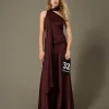 Robes De Cérémonie | Robes Élégantes*TWINSET Milano Robe Longue Asymétrique En Satin De Soie Mélangée Rouge Myrte