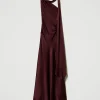 Robes De Cérémonie | Robes Élégantes*TWINSET Milano Robe Longue Asymétrique En Satin De Soie Mélangée Rouge Myrte