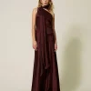 Robes De Cérémonie | Robes Élégantes*TWINSET Milano Robe Longue Asymétrique En Satin De Soie Mélangée Rouge Myrte