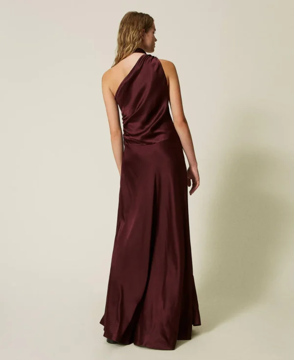 Robes De Cérémonie | Robes Élégantes*TWINSET Milano Robe Longue Asymétrique En Satin De Soie Mélangée Rouge Myrte