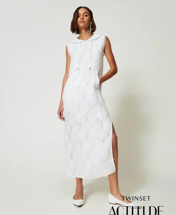 robe_longue_avec_sequins__0.webp Robes Longues*TWINSET Milano Robe Longue Avec Sequins All-over Blanc "Papers"