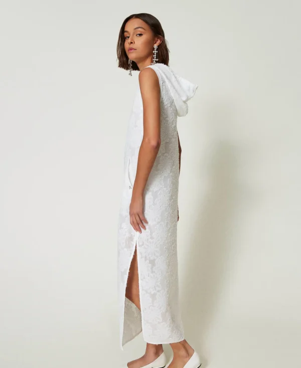 robe_longue_avec_sequins__4.webp Robes Longues*TWINSET Milano Robe Longue Avec Sequins All-over Blanc "Papers"