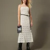 Robes De Cérémonie | Robes Élégantes*TWINSET Milano Robe Longue Bustier En Maille Crochet Blanc Neige
