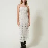 Robes De Cérémonie | Robes Élégantes*TWINSET Milano Robe Longue Bustier En Maille Crochet Blanc Neige