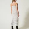 Robes De Cérémonie | Robes Élégantes*TWINSET Milano Robe Longue Bustier En Maille Crochet Blanc Neige