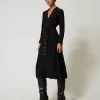 Robes Longues*TWINSET Milano Robe Longue Chemisier En Crêpe Georgette Noir