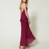 robe_longue_en_crpe_georg_3-1.webp Robes De Cérémonie | Robes Élégantes*TWINSET Milano Robe Longue En Crêpe Georgette Plissé Violet « Prune Rouge »