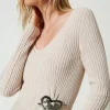 Robes De Cérémonie | Robes Élégantes*TWINSET Milano Robe Longue En Fil Treeblend Avec Broche Cappuccino
