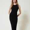 Robes De Cérémonie | Robes Élégantes*TWINSET Milano Robe Longue En Maille Avec Dentelle Noir