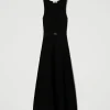 robe_longue_en_maille_ave_1-2.webp Robes En Maille | Robes Longues*TWINSET Milano Robe Longue En Maille Avec Ceinture Noir