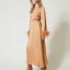 Robes De Cérémonie | Robes Élégantes*TWINSET Milano Robe Longue En Satin Avec Plumes Orange « Bubbly »