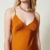 robe_longue_en_satin_avec_4-3.webp Robes De Cérémonie | Robes Élégantes*TWINSET Milano Robe Longue En Satin Avec Bretelles Spaghetti Orange « Tanné »