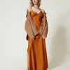 robe_longue_en_satin_avec_5-1.webp Robes De Cérémonie | Robes Élégantes*TWINSET Milano Robe Longue En Satin Avec Bretelles Spaghetti Orange « Tanné »